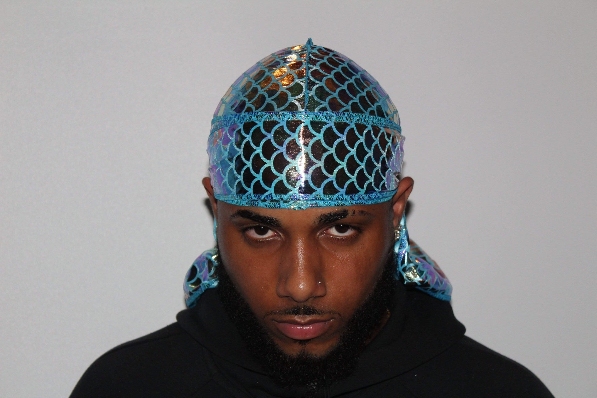 Drippy Rags Durags Bonnets Headbands Headwear More Designer Durag Blue Dragon Scales Durag