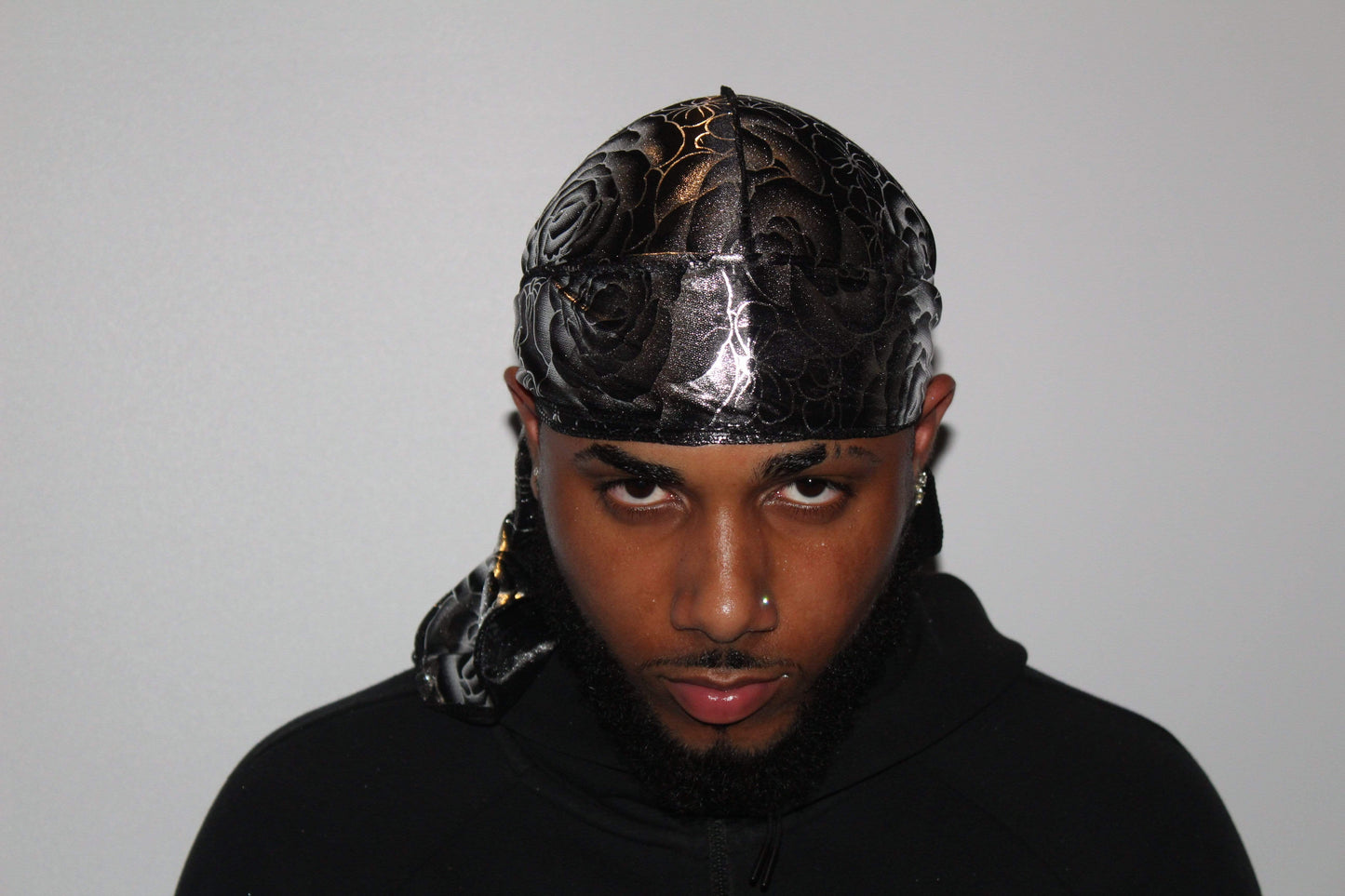 Drippy Rags Durags Bonnets Headbands Headwear More Designer Durag Silver rose Rose Designer Durag