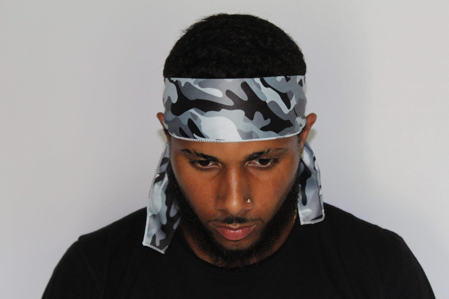 Drippy Rags Durags Bonnets Headbands Headwear More Headbands *Super Sale* Grey Camo Bandana Tie Headband