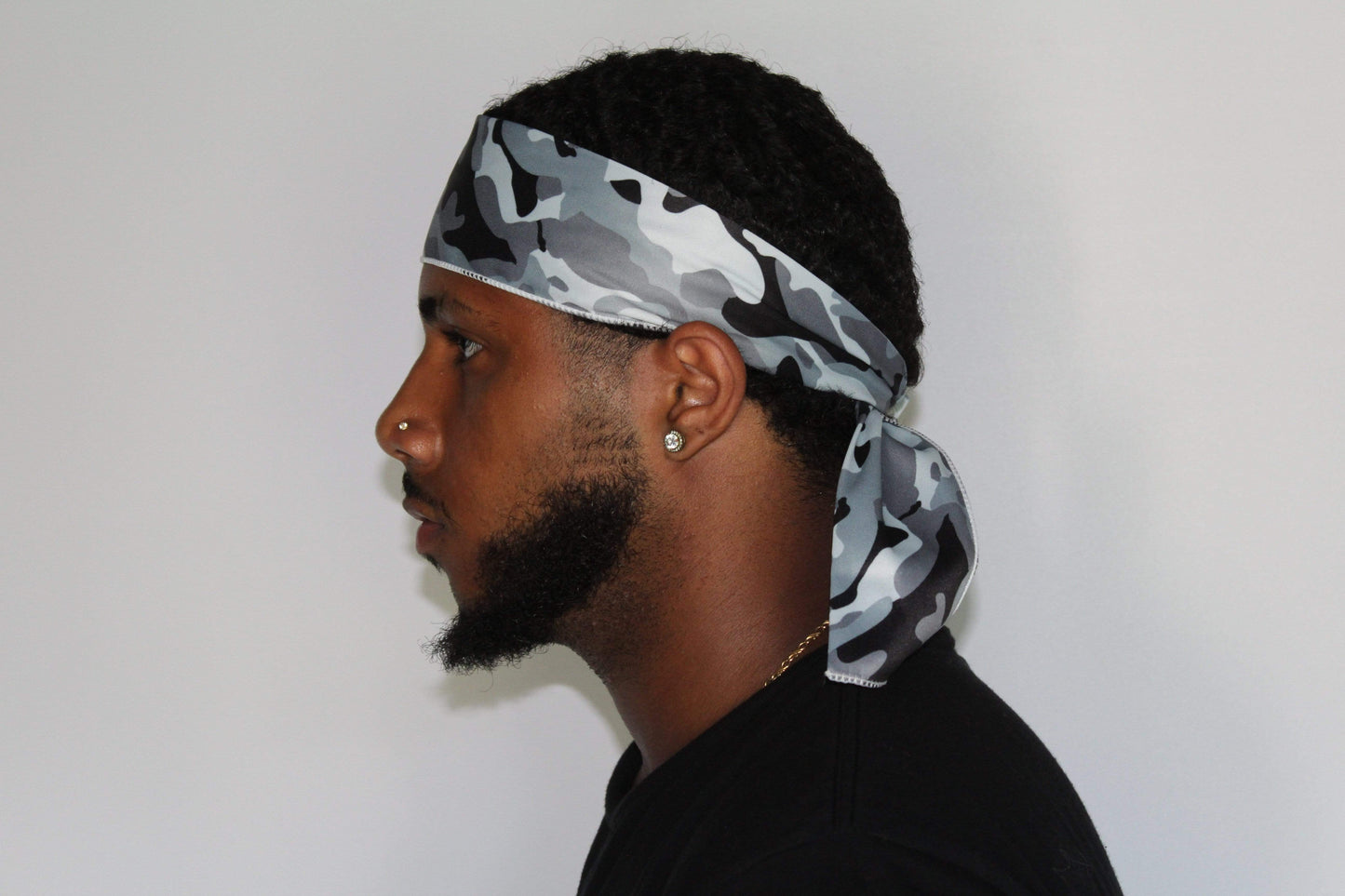 Drippy Rags Durags Bonnets Headbands Headwear More Headbands *Super Sale* Grey Camo Bandana Tie Headband