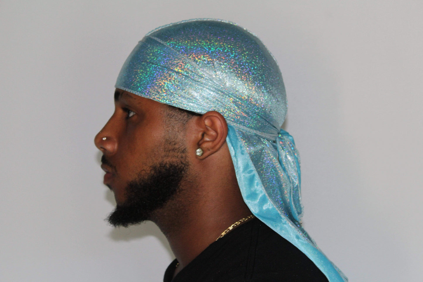 Drippy Rags Durags Bonnets Headbands Headwear More Hologram Baby Blue Hologram Durag