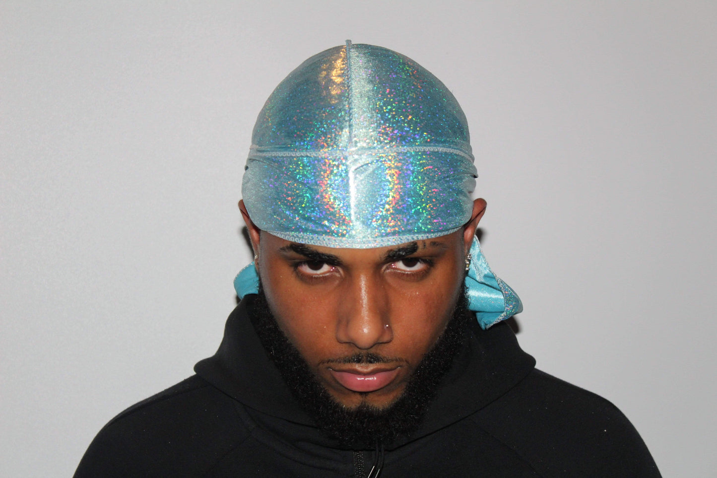 Drippy Rags Durags Bonnets Headbands Headwear More Hologram Baby Blue Hologram Durag