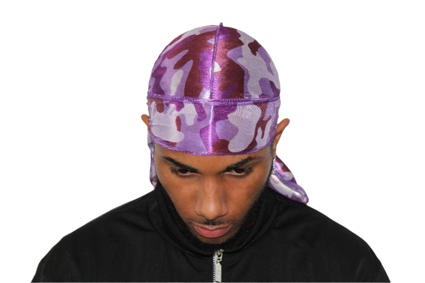Drippy Rags Durags Bonnets Headbands Headwear More Silky Purple Camo Silky Durag