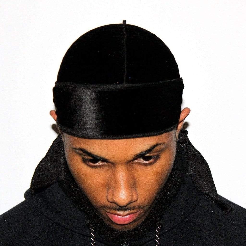 DrippyRags Durags Bonnets Headbands Headwear More Velvet Midnight Black Velvet Durag