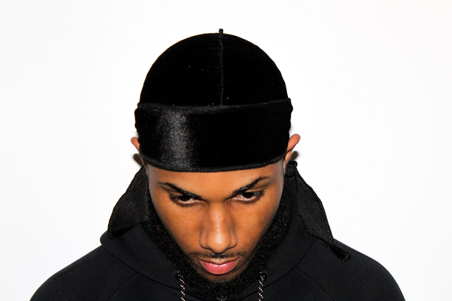 DrippyRags Durags Bonnets Headbands Headwear More Velvet Midnight Black Velvet Durag