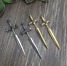 Load image into Gallery viewer, Drippy Rags Durags Bonnets Headbands Headwear More Other Gothic Kinitial Sword Earrings