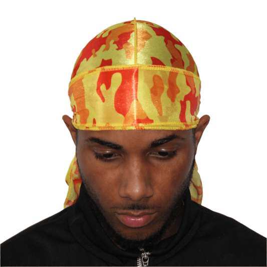 Drippy Rags Durags Bonnets Headbands Headwear More Silky Orange Yellow Camo Silky Durag