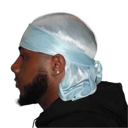 Drippy Rags Durags Bonnets Headbands Headwear More Silky Powder Blue Silky Durag