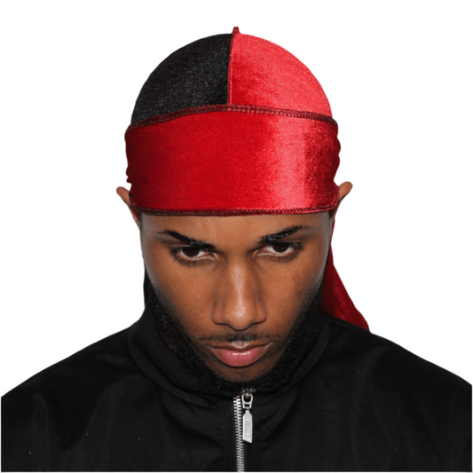 Drippy Rags Durags Bonnets Headbands Headwear More Velvet Black/Red Velvet Durag