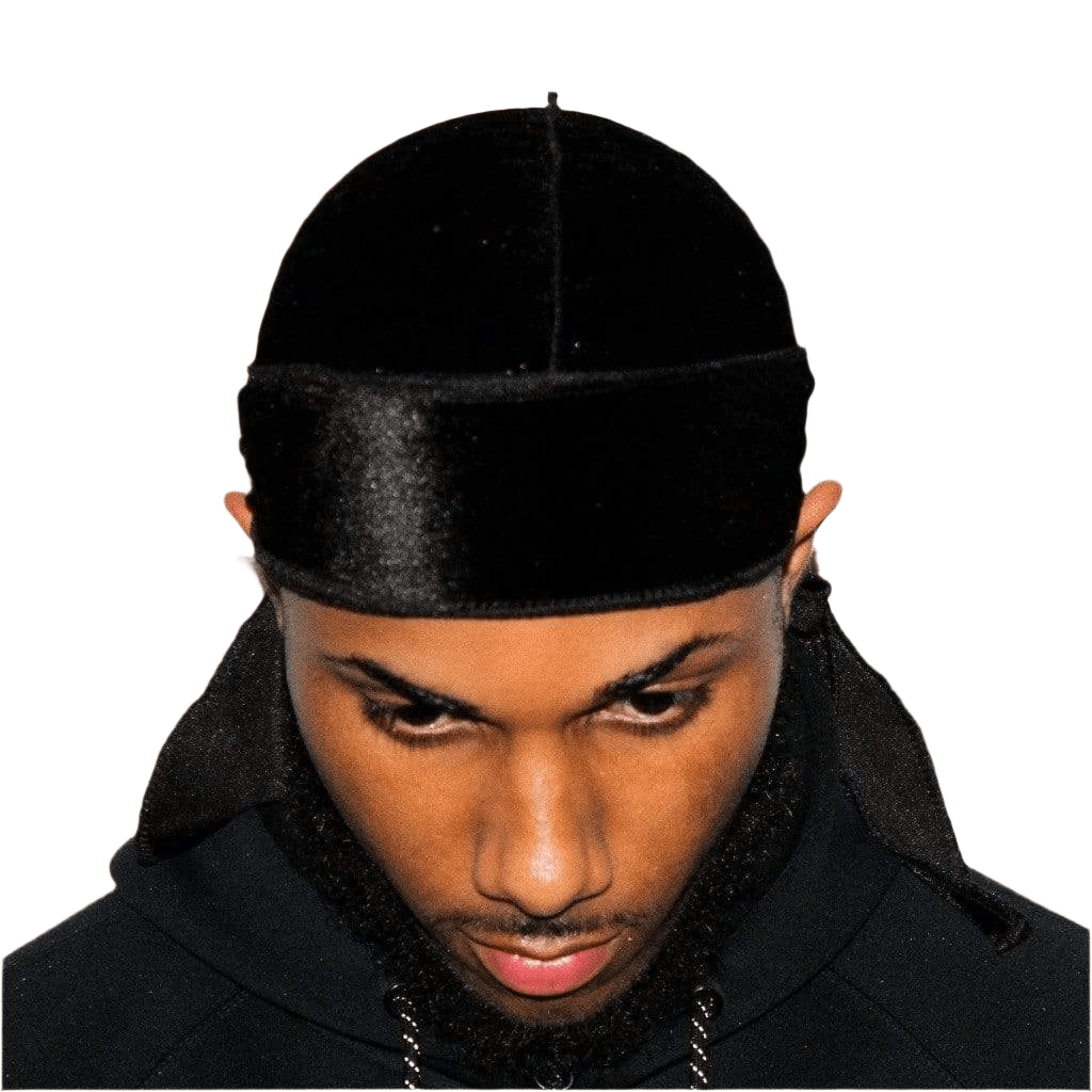 DrippyRags Durags Bonnets Headbands Headwear More Velvet Midnight Black Velvet Durag