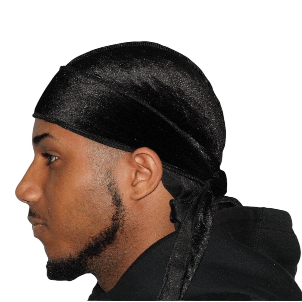 DrippyRags Durags Bonnets Headbands Headwear More Velvet Midnight Black Velvet Durag