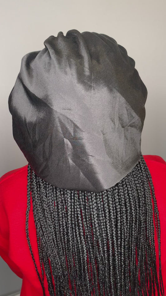 Black Silky Satin Bonnet