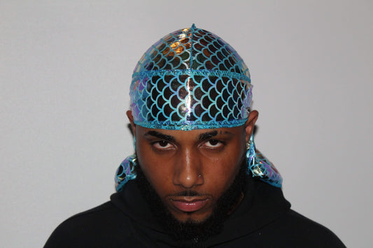 Drippy Rags Durags Bonnets Headbands Headwear More Designer Durag Blue Dragon Scales Durag