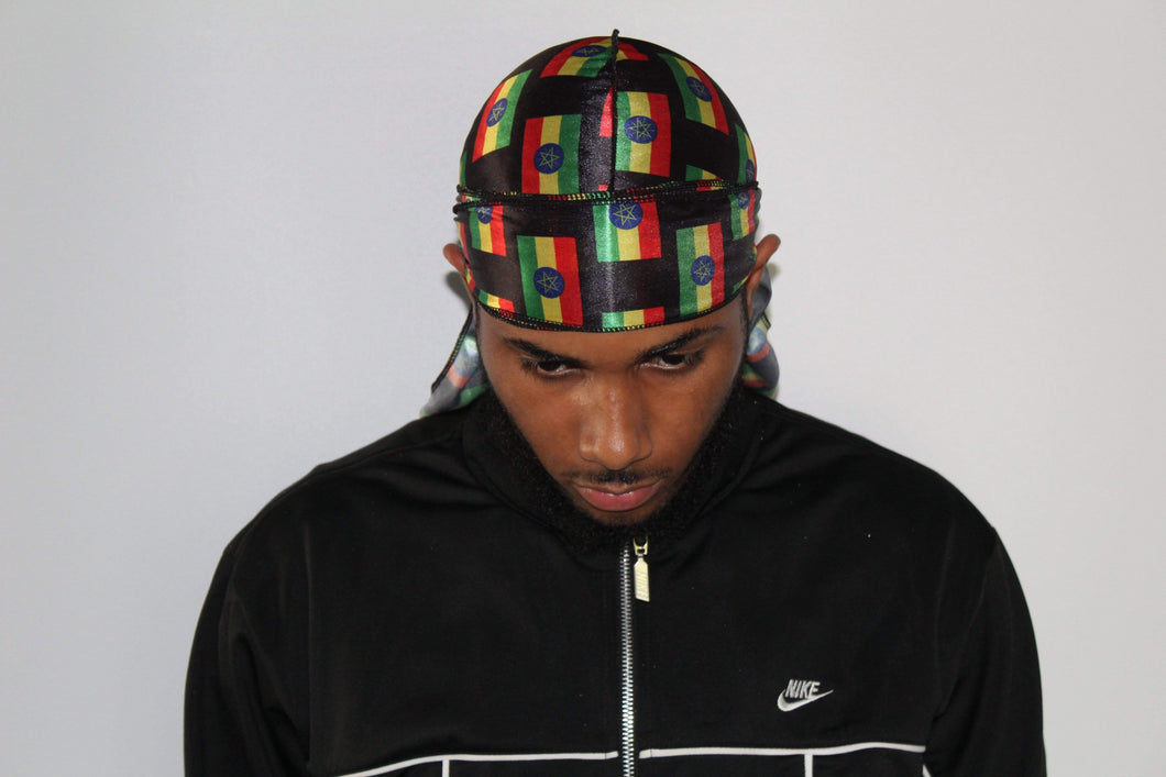 Drippy Rags Durags Bonnets Headbands Headwear More Flag Drip Ethiopia Flag Silky Durag