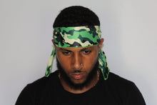 Load image into Gallery viewer, Drippy Rags Durags Bonnets Headbands Headwear More Headbands Green Camo Bandana Tie Headband