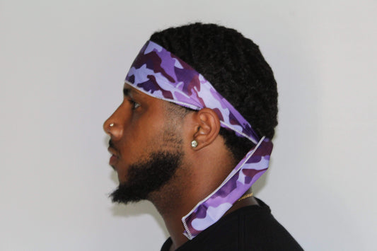 Drippy Rags Durags Bonnets Headbands Headwear More Headbands Purple Camo Bandana Tie Headband