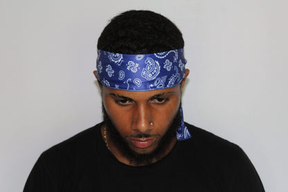 Drippy Rags Durags Bonnets Headbands Headwear More Headbands *Super Sale* Blue Bandana Tie Headband