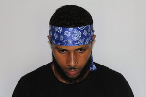 Drippy Rags Durags Bonnets Headbands Headwear More Headbands *Super Sale* Blue Bandana Tie Headband