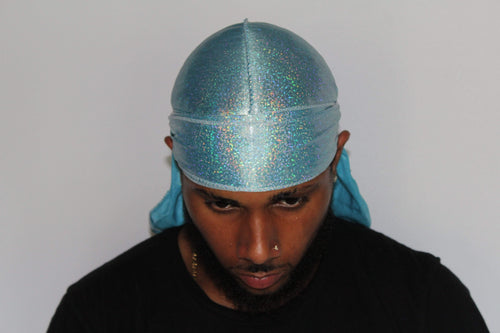 Drippy Rags Durags Bonnets Headbands Headwear More Hologram Baby Blue Hologram Durag