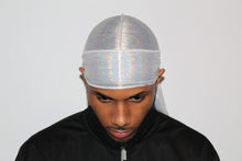 Load image into Gallery viewer, Drippy Rags Durags Bonnets Headbands Headwear More Hologram White Dream Hologram Durag