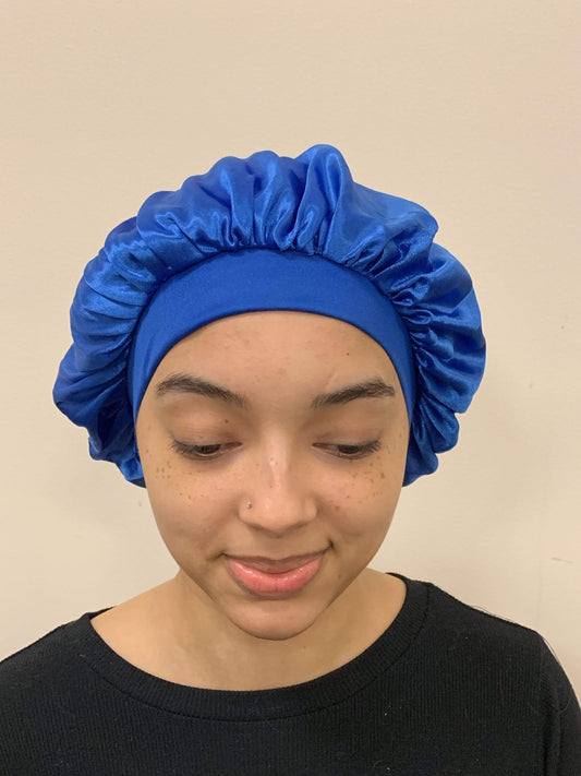 Blue Silky Satin Bonnet