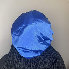 Load image into Gallery viewer, Drippy Rags Durags Bonnets Headbands Headwear More Regular Bonnets Blue Silky Satin Bonnet