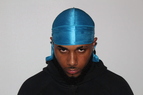 Drippy Rags Durags Bonnets Headbands Headwear More Silky Baby Blue Silky Durag