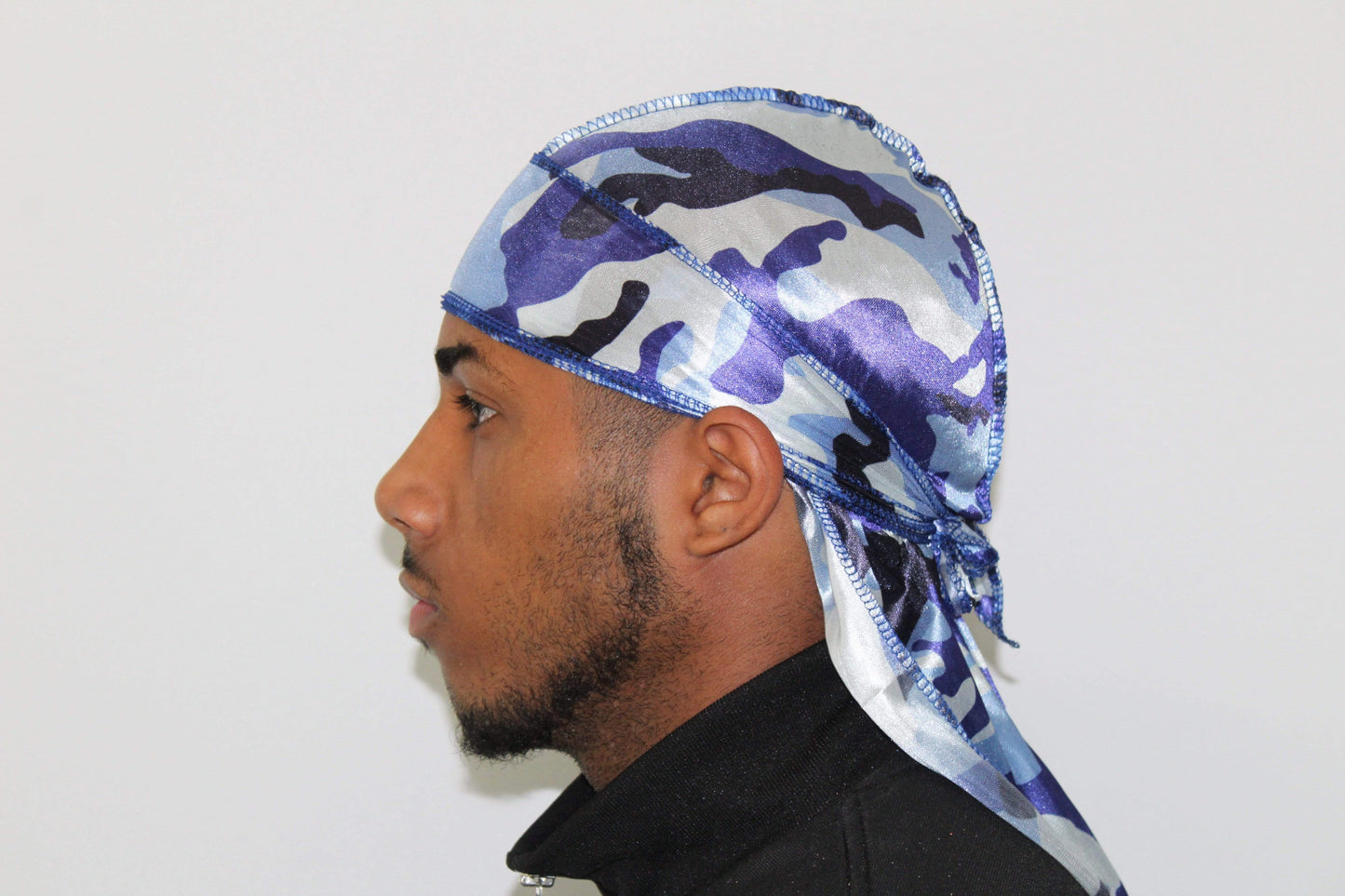 Drippy Rags Durags Bonnets Headbands Headwear More Silky Blue Camo Silky Durag