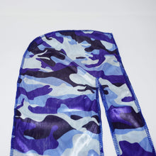 Load image into Gallery viewer, Drippy Rags Durags Bonnets Headbands Headwear More Silky Blue Camo Silky Durag