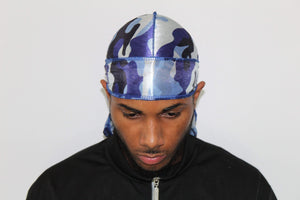 Drippy Rags Durags Bonnets Headbands Headwear More Silky Blue Camo Silky Durag