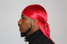 Load image into Gallery viewer, Drippy Rags Durags Bonnets Headbands Headwear More Silky Cherry Red Silky Durag