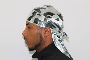 Drippy Rags Durags Bonnets Headbands Headwear More Silky Grey Camo Silky Durag