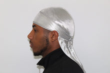 Load image into Gallery viewer, Drippy Rags Durags Bonnets Headbands Headwear More Silky Grey Silky Durag