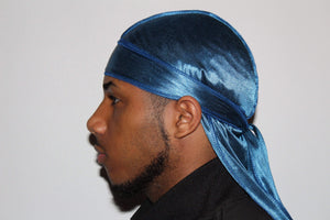 Drippy Rags Durags Bonnets Headbands Headwear More Silky Navy Blue Silky Durag