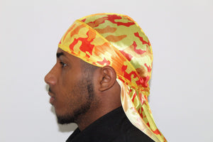 Drippy Rags Durags Bonnets Headbands Headwear More Silky Orange Yellow Camo Silky Durag