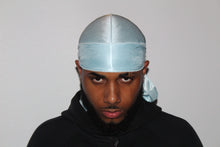 Load image into Gallery viewer, Drippy Rags Durags Bonnets Headbands Headwear More Silky Powder Blue Silky Durag