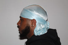 Load image into Gallery viewer, Drippy Rags Durags Bonnets Headbands Headwear More Silky Powder Blue Silky Durag
