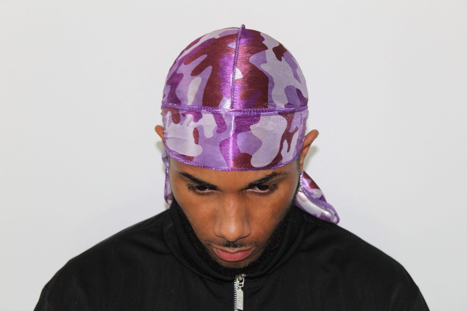 Drippy Rags Durags Bonnets Headbands Headwear More Silky Purple Camo Silky Durag