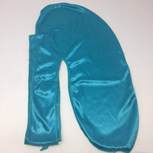 Load image into Gallery viewer, Drippy Rags Durags Bonnets Headbands Headwear More Silky Turquoise Blue Silky Durag