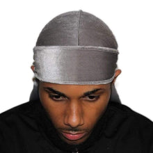 Load image into Gallery viewer, Drippy Rags Durags Bonnets Headbands Headwear More Velvet Wolf Grey Velvet Durag