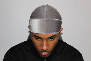 Drippy Rags Durags Bonnets Headbands Headwear More Velvet Wolf Grey Velvet Durag