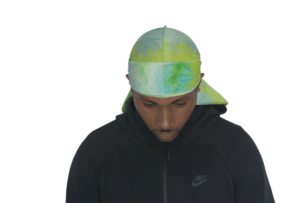 DrippyRags Durags Bonnets Headbands Headwear More Velvet Blue Green Tiedye Velvet Durag Satin (Do rag) For Men/Women | Drippy Rags