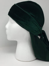 Load image into Gallery viewer, DrippyRags Durags Bonnets Headbands Headwear More Velvet Green Velvet Durag