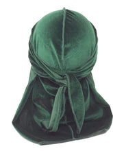 Load image into Gallery viewer, DrippyRags Durags Bonnets Headbands Headwear More Velvet Green Velvet Durag