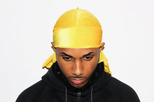 DrippyRags Durags Bonnets Headbands Headwear More Velvet Yellow Velvet Durag