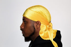 DrippyRags Durags Bonnets Headbands Headwear More Velvet Yellow Velvet Durag